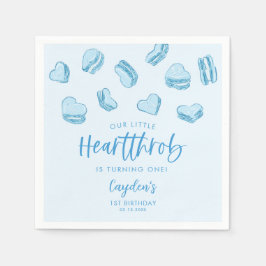 リトルハートスロブブルーハートバースデーパーティー スタンダードカクテルナプキン