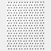 リトルハートブラック&ホワイトまたはカスタム任意の色 フリースブランケット (正面)