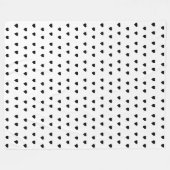 リトルハートブラック&ホワイトまたはカスタム任意の色 フリースブランケット (正面(横))