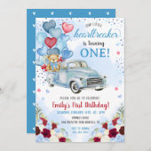 リトルハートブレーカーブルートラックベア誕生日 招待状 (正面/裏面)