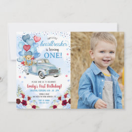 リトルハートブレーカー ブルートラック クマの誕生日写真 招待状