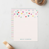 リトルハート文房具 – ティール（緑がかった色） ノートカード (正面/裏面インサイチュ)