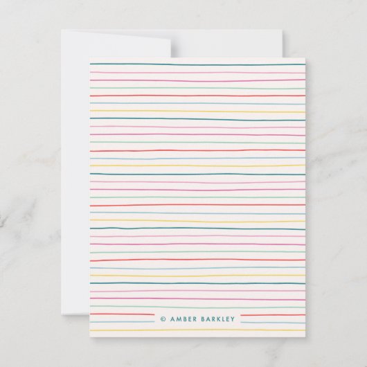 リトルハート文房具 – ティール（緑がかった色） ノートカード (裏面)