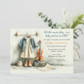 リトルバイオリニスト – 1歳の誕生日の女の子 招待状 (スタンド正面)