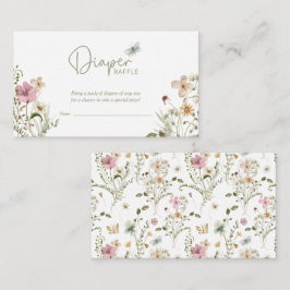 リトルバタフライおむつラッフルガールベビーシャワー エンクロージャーカード