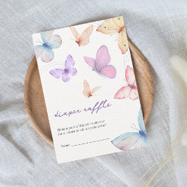 リトルバタフライおむつラッフルガールベビーシャワー エンクロージャーカード