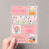 リトルバタフライは可愛いピンクお洒落色 アクリル招待状 (インサイチュ (ポータブル))