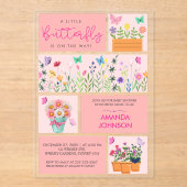 リトルバタフライは可愛いピンクお洒落色 アクリル招待状 (正面)