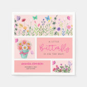 リトルバタフライは彼女の方法かわいいピンクお洒落色 スタンダードカクテルナプキン (正面)