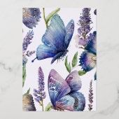 リトルバタフライは彼女の方法のベビーシャワーである 箔招待状 (裏面)