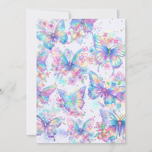 リトルバタフライは紫色の赤ちゃんシャワーの途中にある 招待状 (裏面)