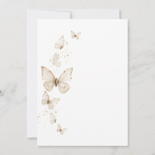 リトルバタフライアイボリー男女兼用ベビーシャワー 招待状 (裏面)