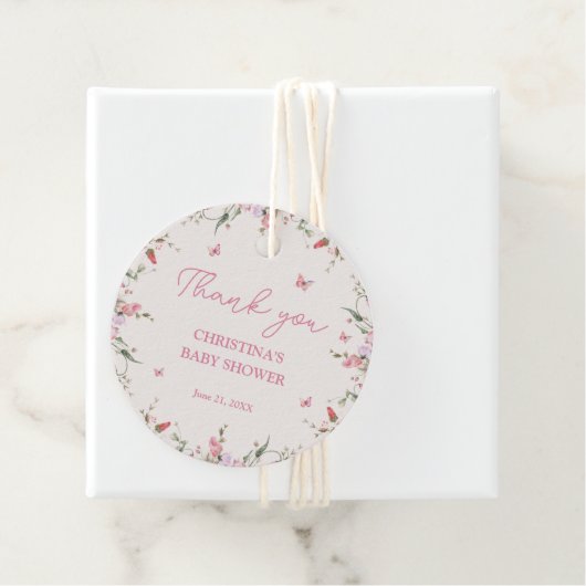 リトルバタフライウォーターカラーベビーシャワーありがとう フェイバータグ (インサイチュ)