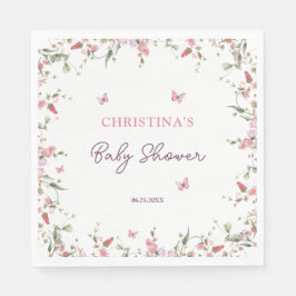 リトルバタフライウォーターカラーベビーシャワー スタンダードランチョンナプキン