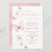 リトルバタフライオンザウェイベビシャワーバレンタイン 招待状 (正面/裏面)