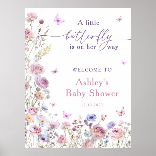 リトルバタフライガーデンガールベビーシャワーへようこそ ポスター (正面)