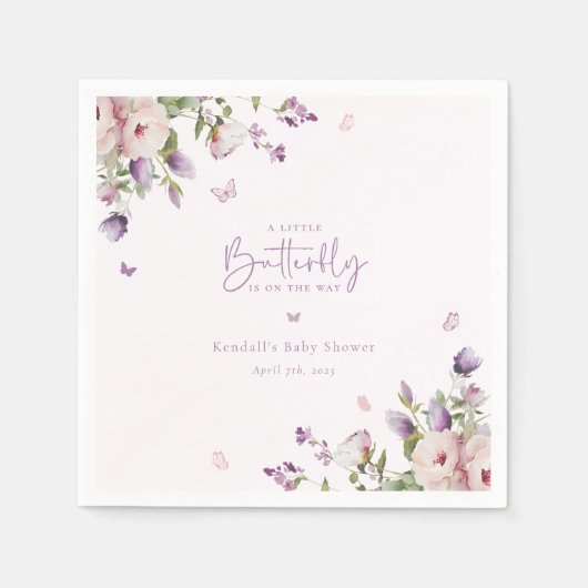 リトルバタフライガーデンフローラベビーシャワー スタンダードカクテルナプキン (正面)