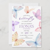 リトルバタフライガールの最初の誕生日招待状 招待状 (正面)