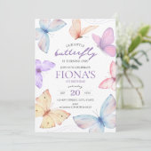 リトルバタフライガールの最初の誕生日招待状 招待状 (スタンド正面)