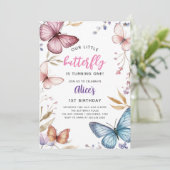 リトルバタフライガールの1歳の誕生日 招待状 (スタンド正面)