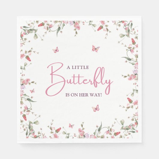 リトルバタフライガールウォーター色ベビーシャワー スタンダードランチョンナプキン (正面)