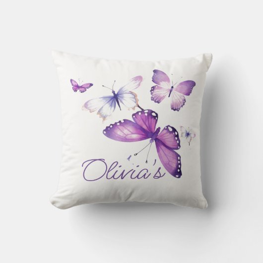 リトルバタフライガールズネーム1st誕生日パーティー クッション (正面)