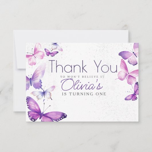 リトルバタフライガールズ1st誕生日パーティー サンキューカード (正面)