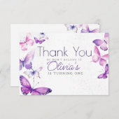 リトルバタフライガールズ1st誕生日パーティー サンキューカード (正面/裏面)