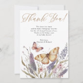 リトルバタフライガールベビーシャワーサンキューカード サンキューカード (正面)