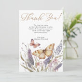 リトルバタフライガールベビーシャワーサンキューカード サンキューカード (スタンド正面)