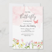 リトルバタフライガール誕生日の招待状 招待状 (正面)