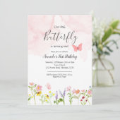 リトルバタフライガール誕生日の招待状 招待状 (スタンド正面)