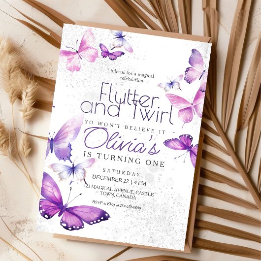 リトルバタフライガール1st誕生日パーティー 招待状
