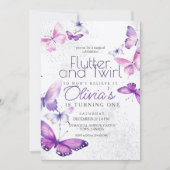 リトルバタフライガール1st誕生日パーティー 招待状 (正面)