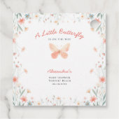 リトルバタフライサンゴティール（緑がかった色）かわいい女の子ベビーシャワー フェイバータグ (裏面)