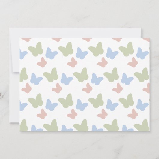 リトルバタフライダッフォディルガール誕生日写真 招待状 (裏面)