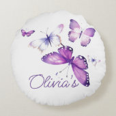 リトルバタフライパーソナライズされたギフトバースデーパーティー ラウンドクッション (裏面)