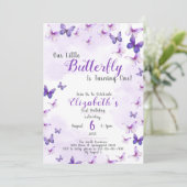 リトルバタフライパープルガールファースト誕生日 招待状 (スタンド正面)