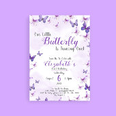 リトルバタフライパープルガールファースト誕生日 招待状