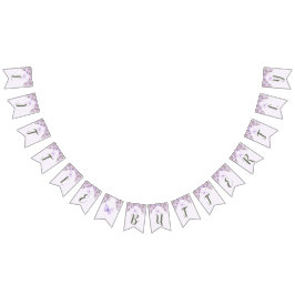 リトルバタフライパープルフローラベビースシャワー バンティングフラッグ