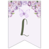 リトルバタフライパープルフローラベビースシャワー バンティングフラッグ (第1の旗)