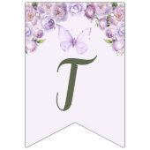 リトルバタフライパープルフローラベビースシャワー バンティングフラッグ (第3の旗)