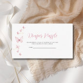 リトルバタフライピンクおむつラッフルベビーシャワー エンクロージャーカード