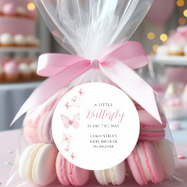 リトルバタフライピンクガールウォーター色ベビーシャワー ラウンドシール