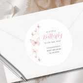 リトルバタフライピンクガールウォーター色ベビーシャワー ラウンドシール