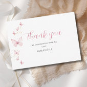 リトルバタフライピンクガールベビーシャワー サンキューカード