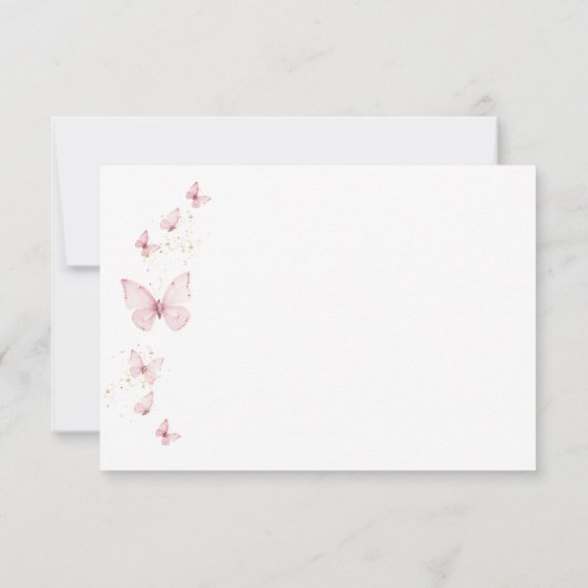 リトルバタフライピンクガールベビーシャワー サンキューカード (裏面)