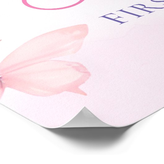 リトルバタフライピンクパープルガール誕生日へようこそ ポスター (角)