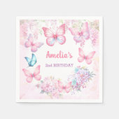 リトルバタフライピンクパープルサマーガール誕生日 スタンダードカクテルナプキン (正面)
