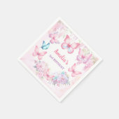 リトルバタフライピンクパープルサマーガール誕生日 スタンダードカクテルナプキン (角)